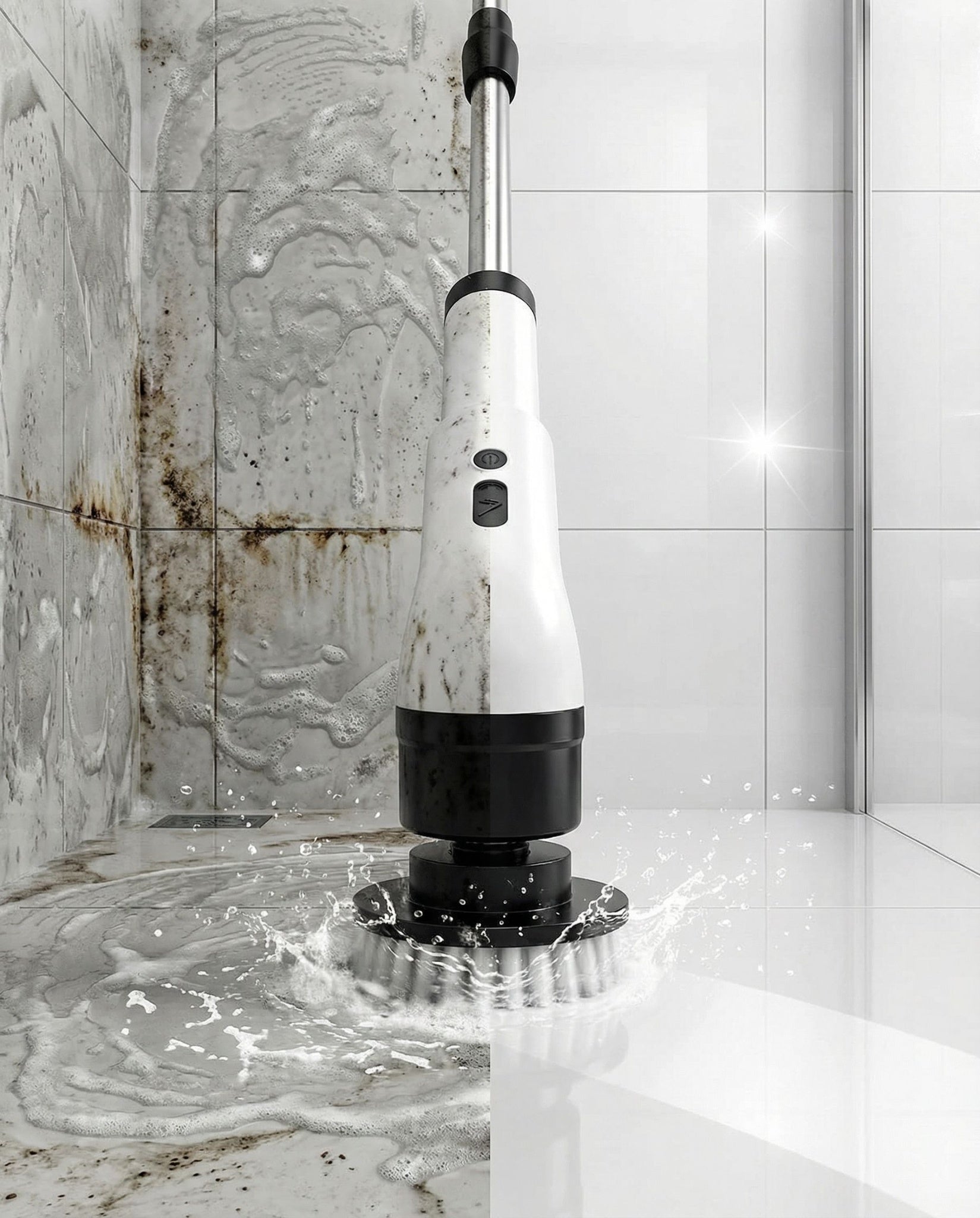 Electric Spin Scrubber Cordless - Power Scrubber for Shower Cleaning, Bathroom Scrub Brush with 7 Replaceable Brush Heads & Extendable Handle, 2-Speed Electric Cleaner